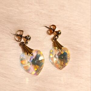 Iridescent Prismatic Heart Earrings